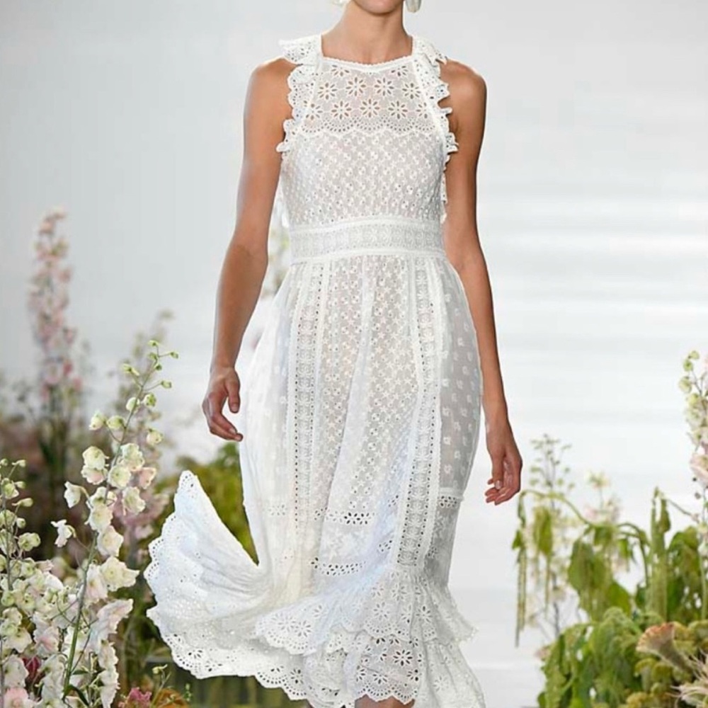 Ulla Johnson Willow Eyelet Tiered MIDI Dress white Womens 10